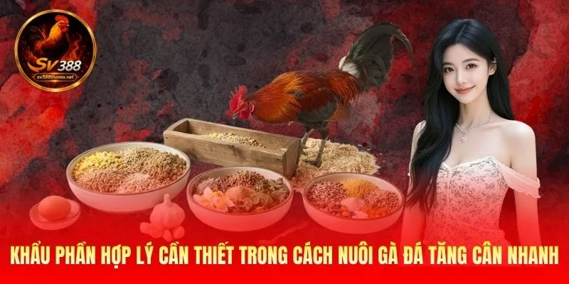 Khẩu phần hợp lý cần thiết trong cách nuôi gà đá tăng cân nhanh